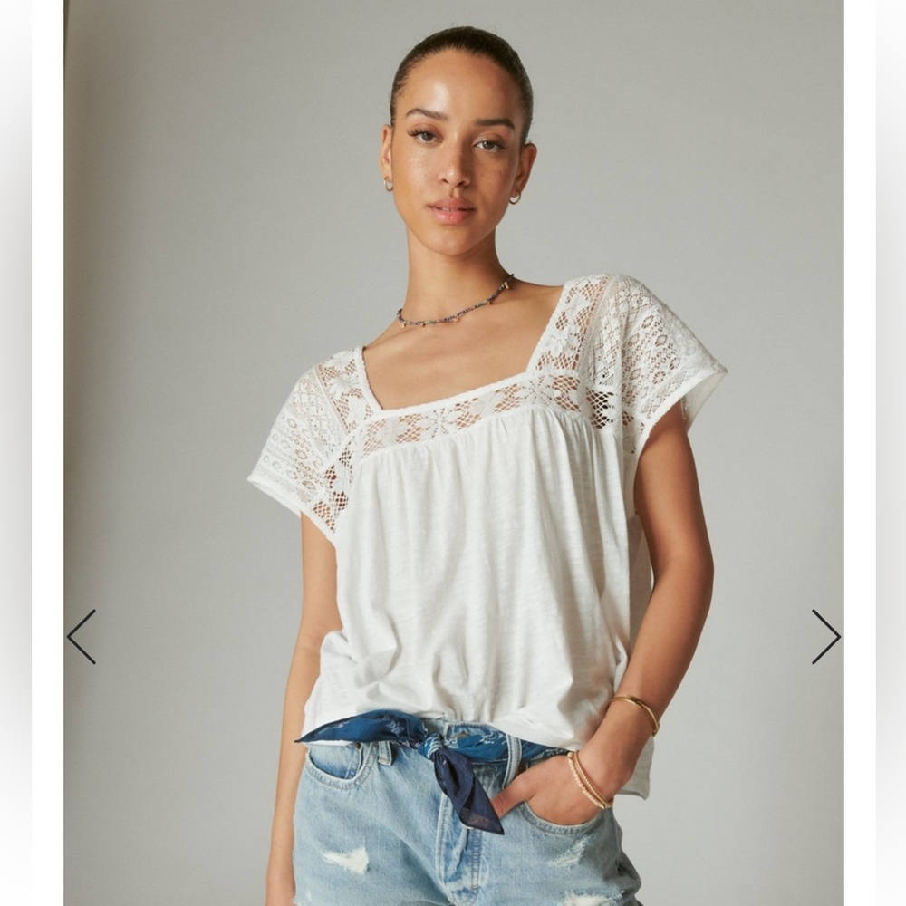 Square Neck Lace Beach Tee - Lucky Brand